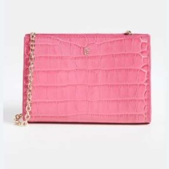 GUC Larroudé- Erin Clutch in Bright Pink Stamped Leather. - Picture 1 of 5